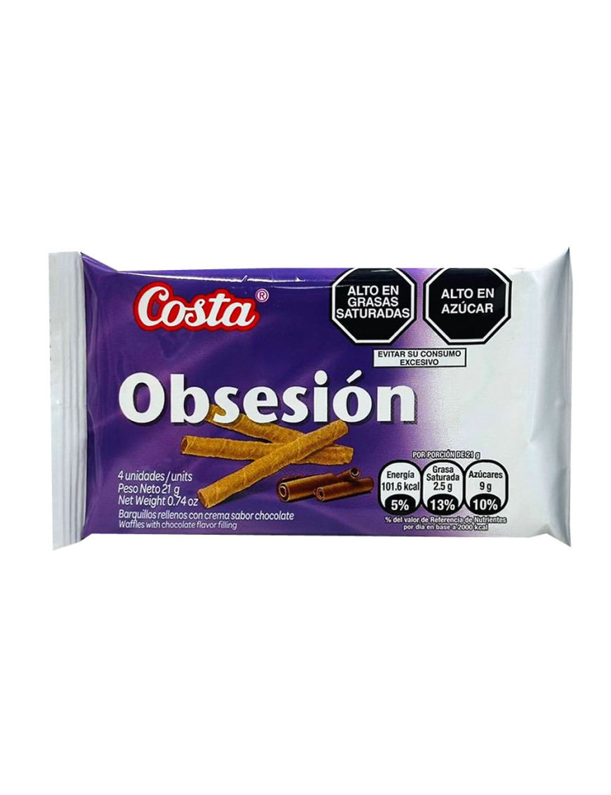 BARQUILLOS OBSESIÓN CHOCOLATE COSTA (21G)