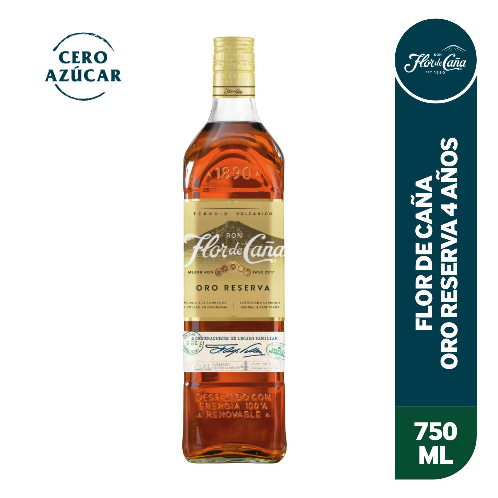 RON FLOR DE CAÑA 4 AÑOS BOTELLA 750 ML
